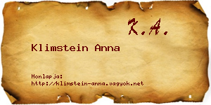 Klimstein Anna névjegykártya
