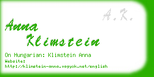 anna klimstein business card